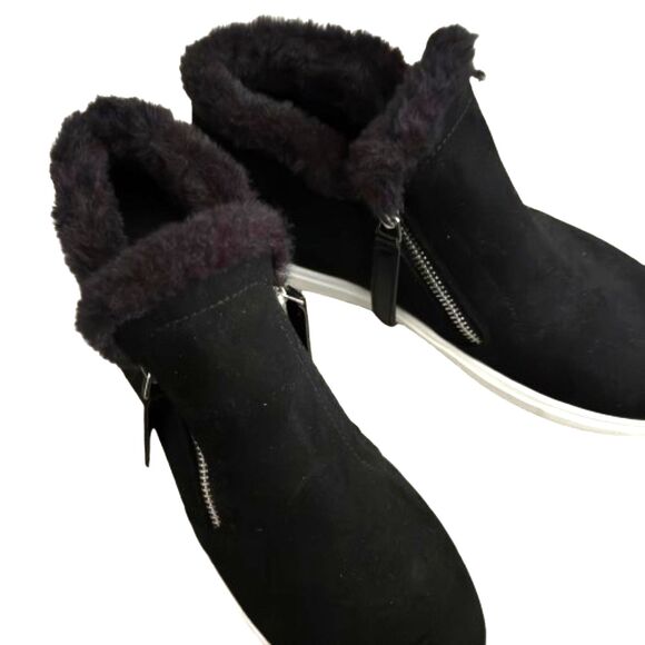 Madden Girl Prevale Hidden Wedge Faux Fur Suede Zip Sneakers Wedge 8 Sneakers - Picture 2 of 6